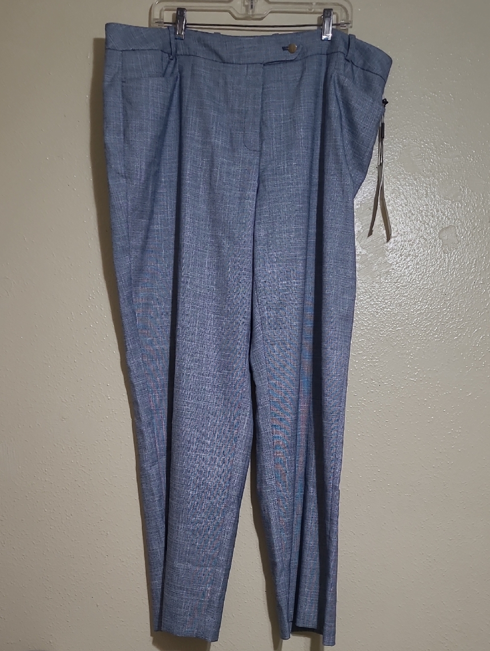 Calvin Klein Women's Light Blue Textured Dress Pants